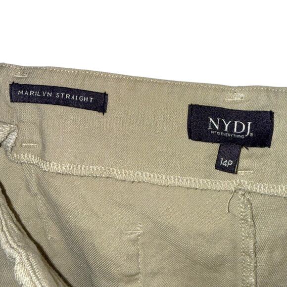 NYDJ Women's Size 14P Marilyn Straight Leg Stretch Linen Blend Pant Trouser Tan - Picture 3 of 5